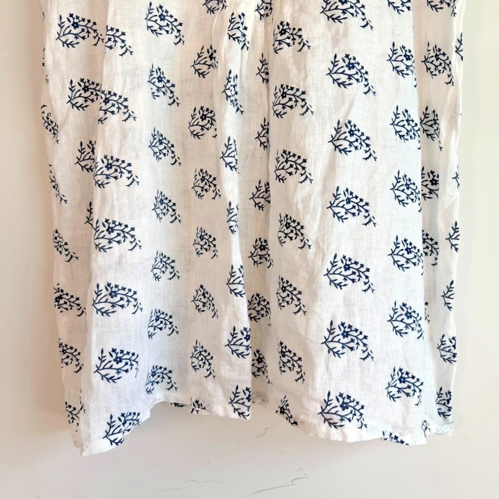 CP Shades Linen Floral Tunic Top Large Botanical Print Boho Coastal Sleeveless - Picture 7 of 11